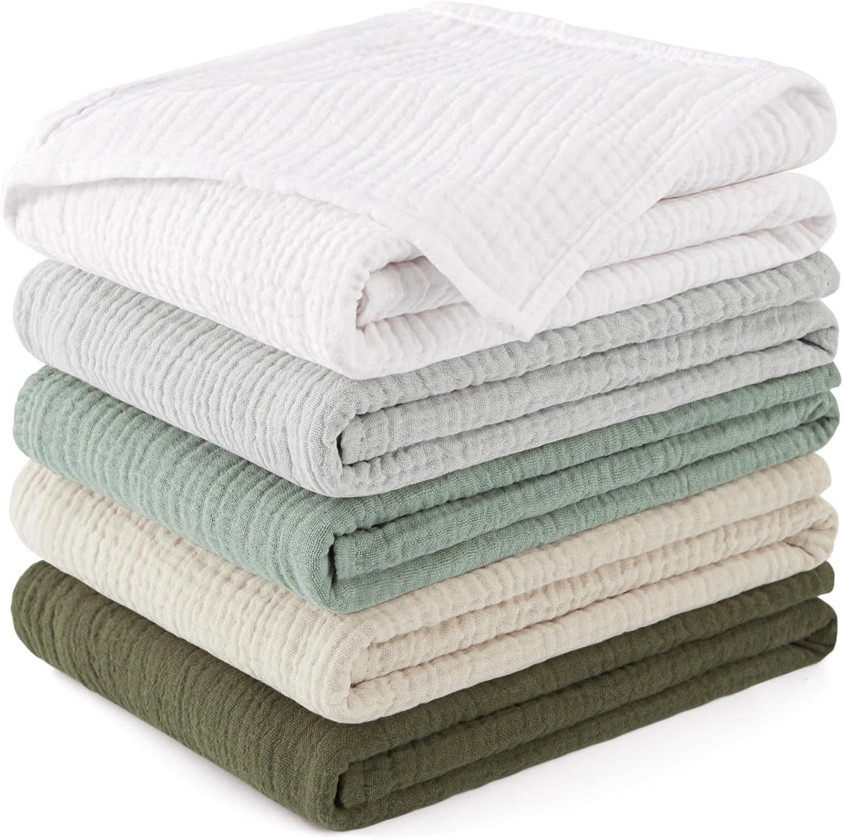 Set van 5 hydrofiele luiers baby 60x60 cm 100% katoen speekseldoekjes