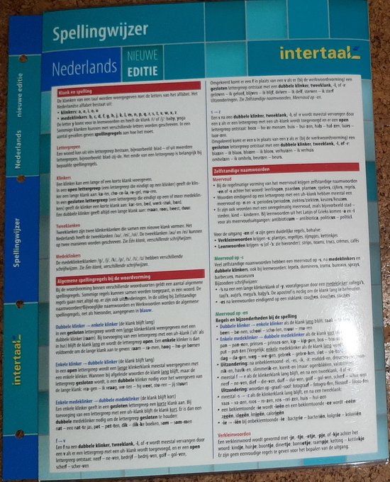 Spellingwijzer Nederlands - nieuwe editie uitklapkaart - cover