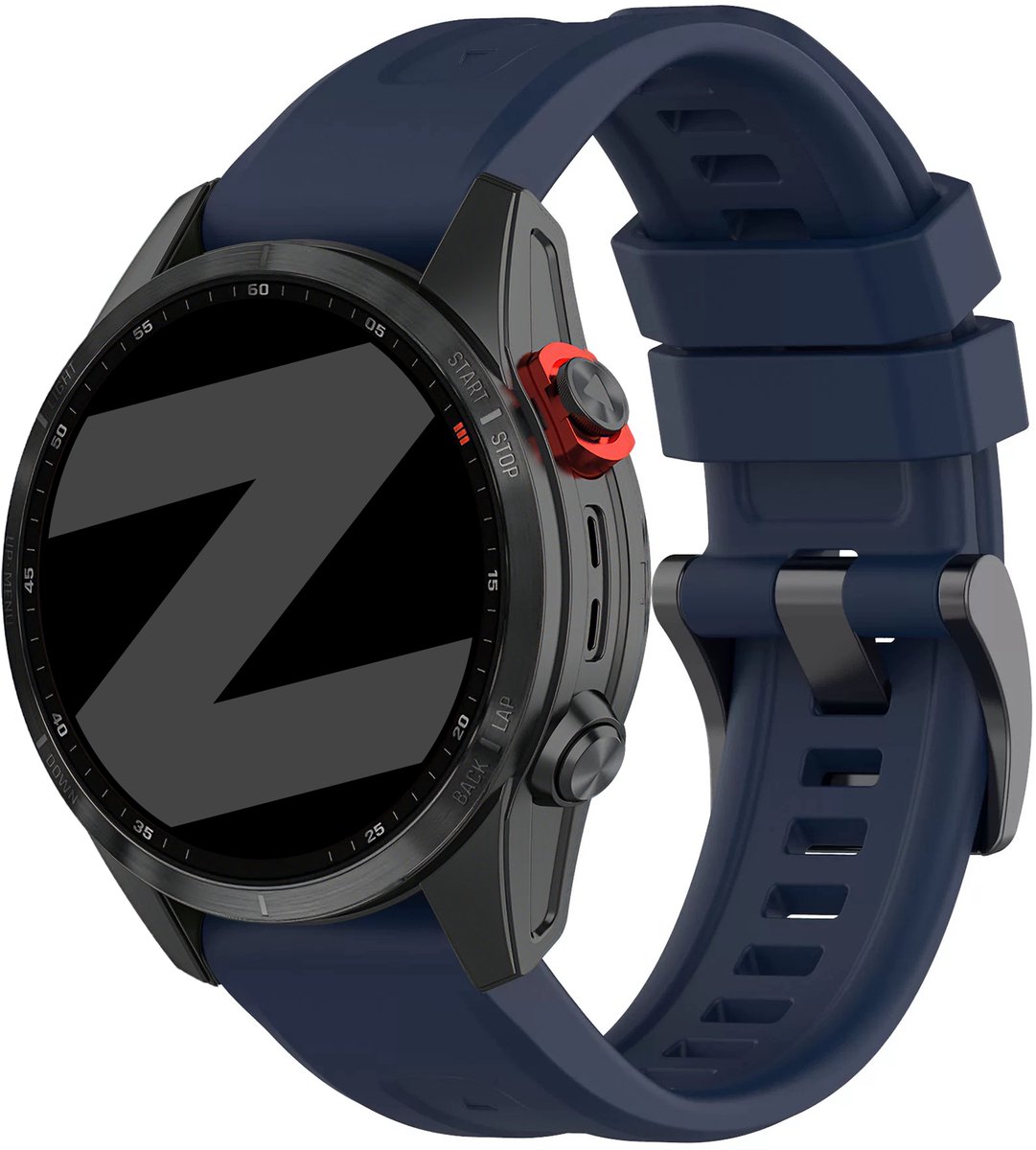 Bandz Sportbandje Siliconen 22mm Classic⬢ geschikt voor Garmin Fenix 9 (Pro) 47mm - Fenix 8 (Pro-E-47mm) - Fenix 7 (Solar-Pro) - 6 (Solar-Pro) - Fenix 5 (Plus) / Forerunner 970 - 965 - 955 - 945 - 935 - 745 / Quatix 8 - 7 - 6 - 5 - Dark Blue