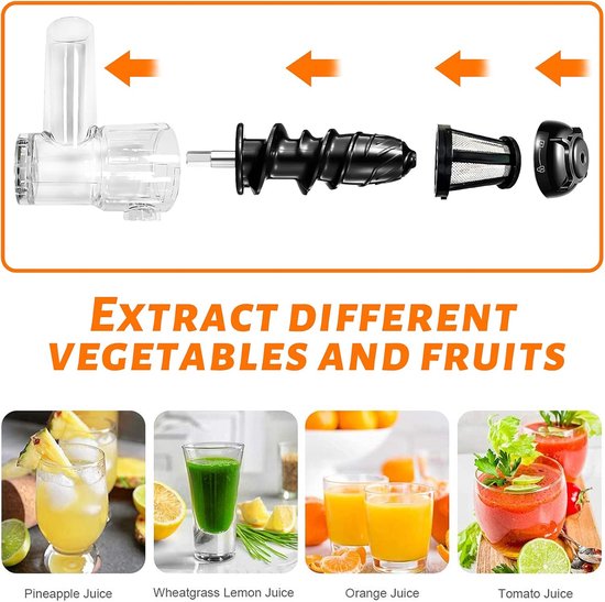 Slowjuicer Opzetstuk voor Keukenmachine - Koud Persen voor Gezond Groente- en Fruitsap — afbeelding 5