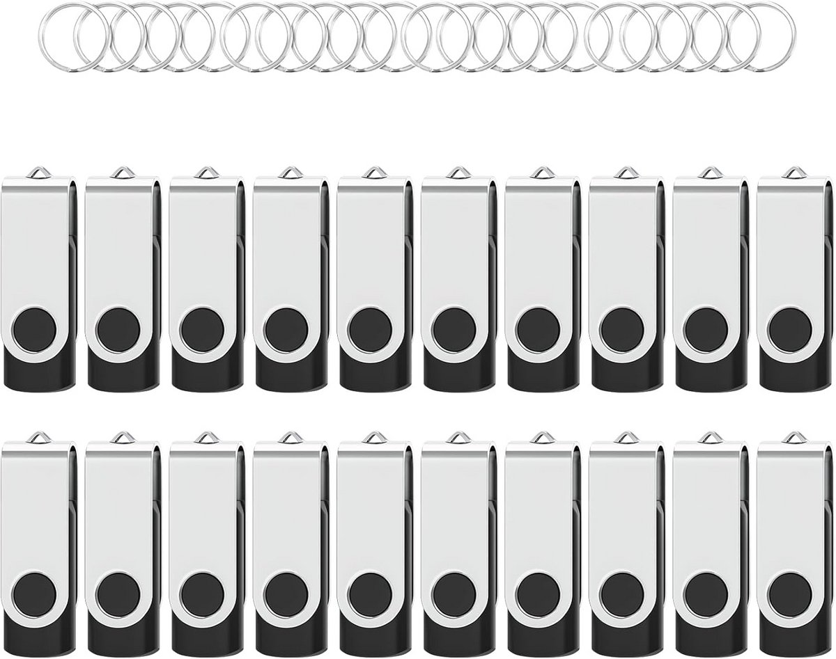 20 Stuks USB 2.0 Geheugensticks 1GB Compact Metalen Draaibaar Opslagapparaat
