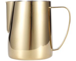 Unyqoos® Roestvrijstalen melkkannetje met gouden afwerking voor perfecte latte art, 600 ml, Roestvrij staal, Goud
