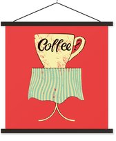 Porte-affiche avec affiche - Affiche scolaire - Coffee? - Vintage - Mug à café - Proverbes - Citations - 40x40 cm - Lattes noires