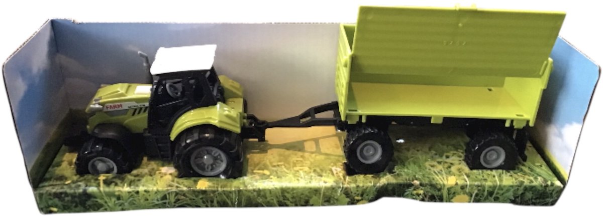 VROOM Farm Truck Tractor met open Aanhanger lengte 25 cm traktor met licht en geluid