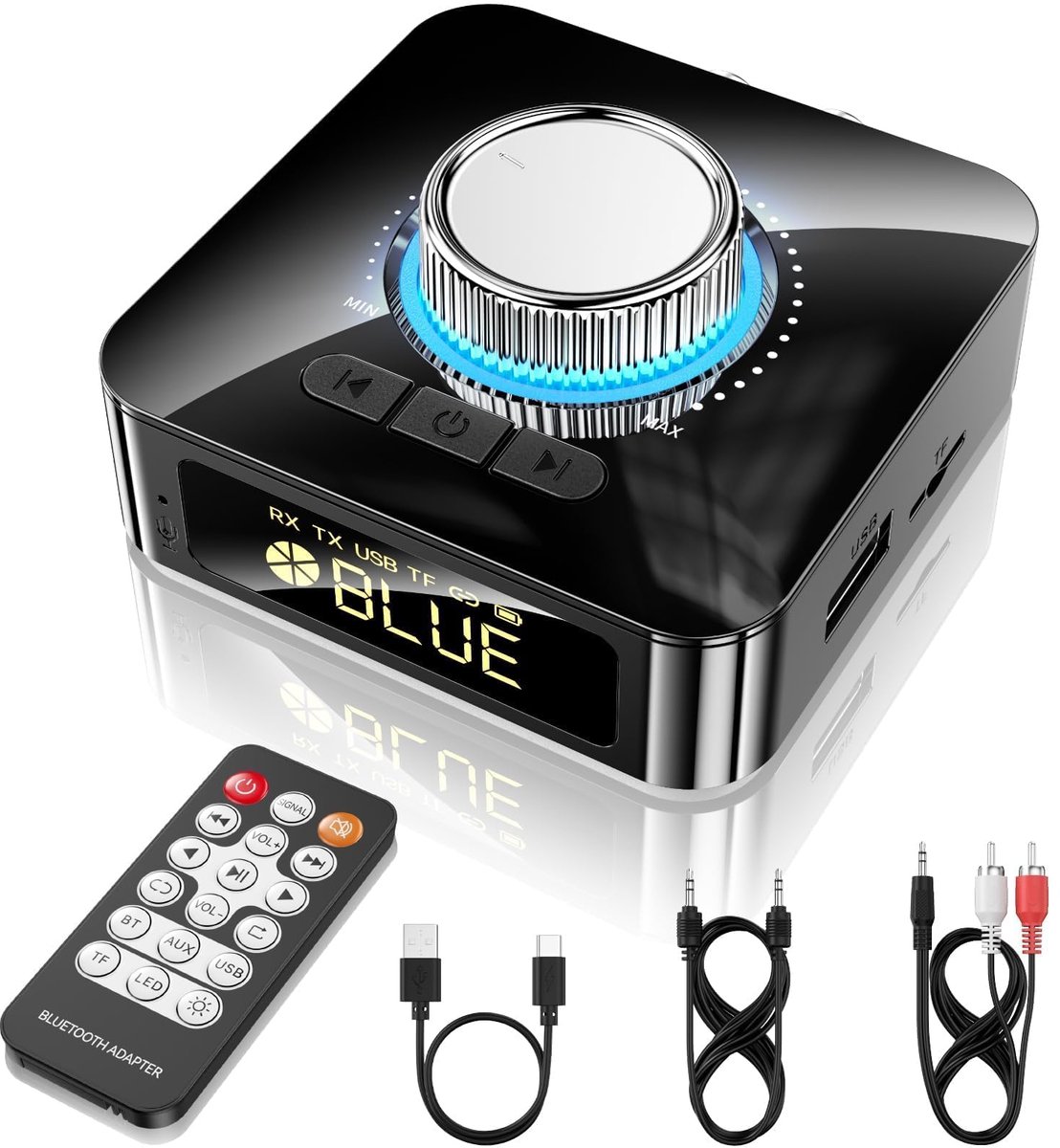 Ynkkvre - Bluetooth Audio Adapter - NFC-audio-ontvanger - Bluetooth 5.0-ontvanger/zender - Zender & Ontvanger 2-in-1 - Hi-Fi Geluidskwaliteit - Eenvoudige NFC-koppeling - Tot 8 uur speeltijd