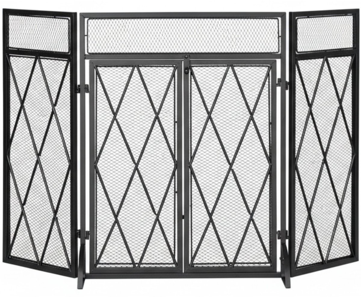 Openhaard scherm - Haardscherm - Vonkenscherm - Kachelhek - Haardhek - Haardscherm kinderen - 120 x 79 cm