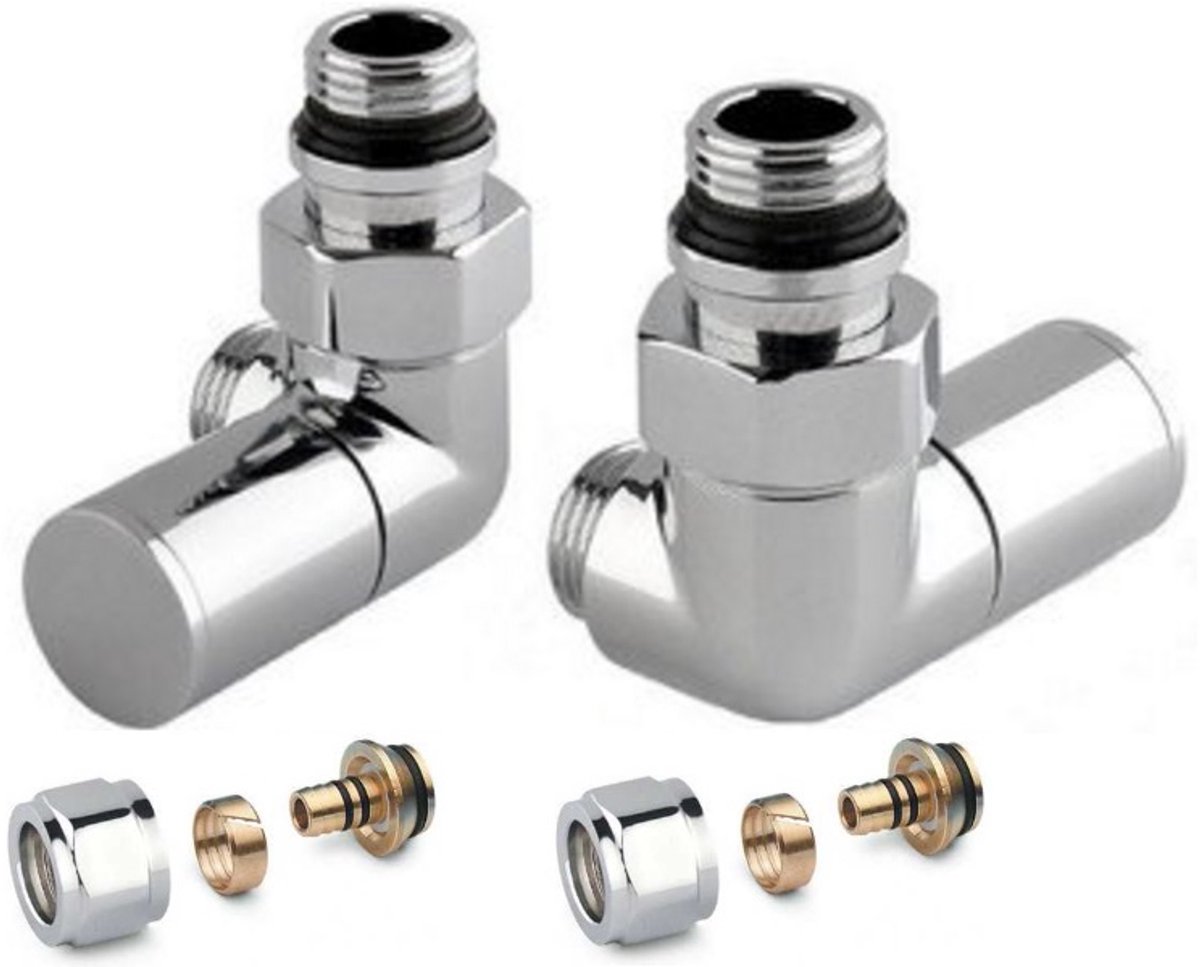 Vero Oxiële Radiatorafsluiter 1/2" Chromé met PEX-koppelingen