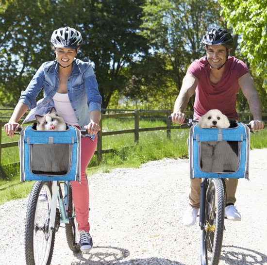 Premium Fietsmand Hond - 4-in-1 Draagtas - Rugzak - Fietsmand - Boodschappen - Met uitneembare tas - Schoudertas - Hondenmand fiets voorop - Fietstas Hond Voorop - Fietsmand Hond Elektrische Fiets - Hondenmand fiets - Blauw van Merkloos — afbeelding 5