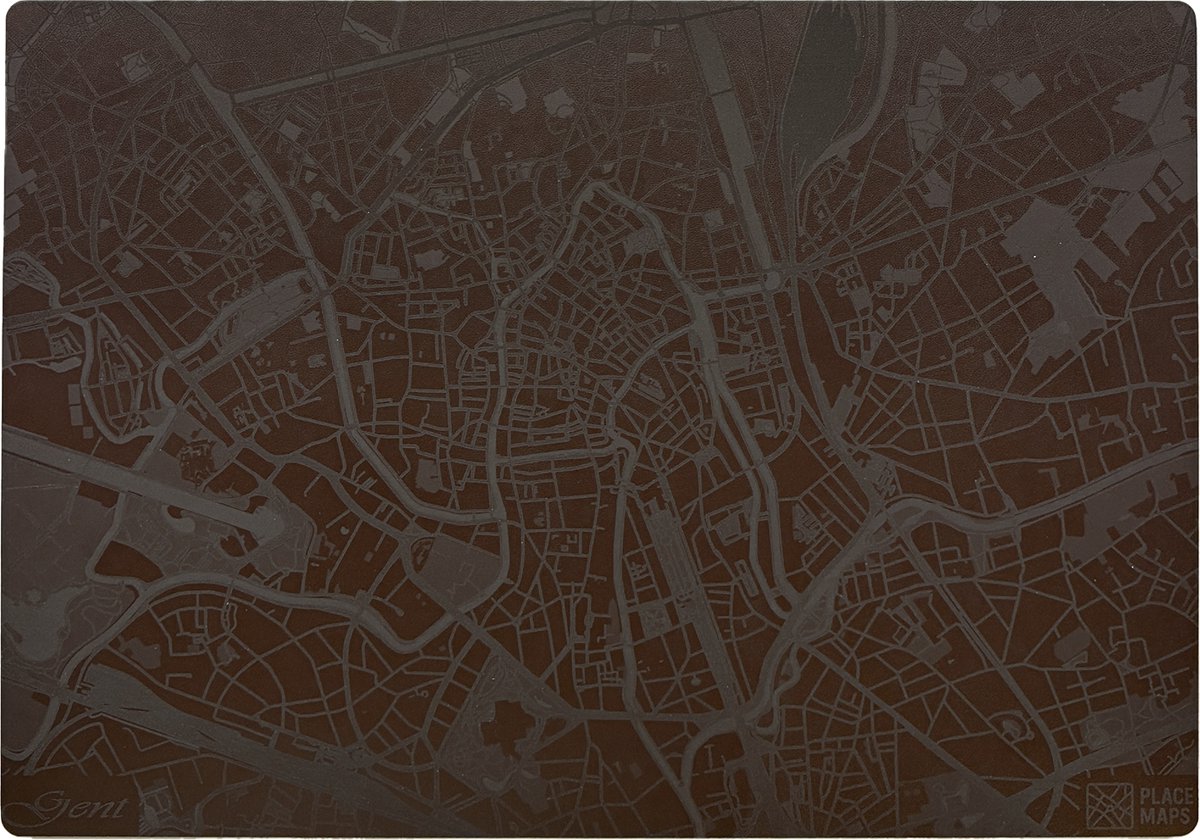 Place Maps Gegraveerde Kunstlederen Placemat Gent Cacaobruin 1 stuk