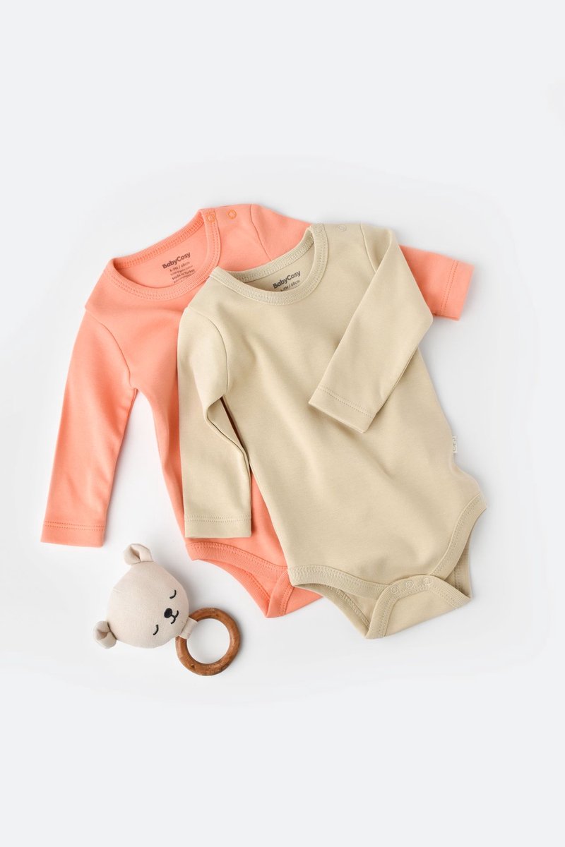 Set van 2 lange mouw rompers Roze/Ecru - Tomiju Baby 12/18 M