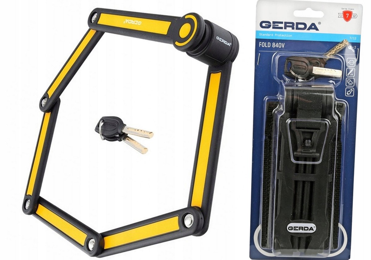 GERDA FOLD 840V opvouwbaar fietsslot zwart/geel 84cm