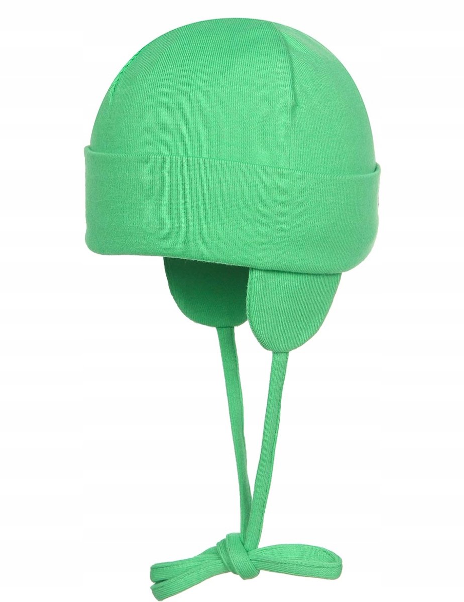Baby muts katoen groen met strik, maat 37