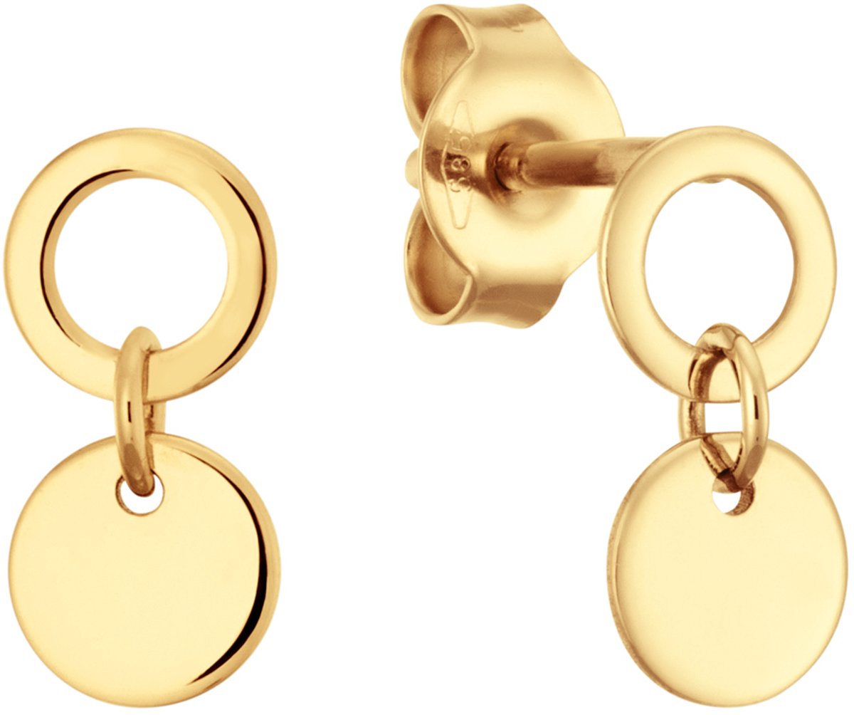 Glow 206.1653.00 Dames Oorbellen - Oorknopjes - Sieraad - 14 Karaat Goud - 5 mm breed - 1 cm lang
