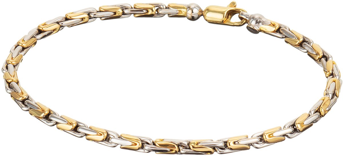 Glow 204.2231.19 Dames Armband - Schakelarmband - Sieraad - 14 Karaat Goud - Palmier - 3 mm breed - 19 cm lang