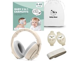 Protection auditive Bébé Bear pour Bébé – Oreillettes certifié pour bébés et jeunes enfants – Casque antibruit Bébé – Protection auditive ajustable – Casque Bébé – Garçons – Filles – Beige