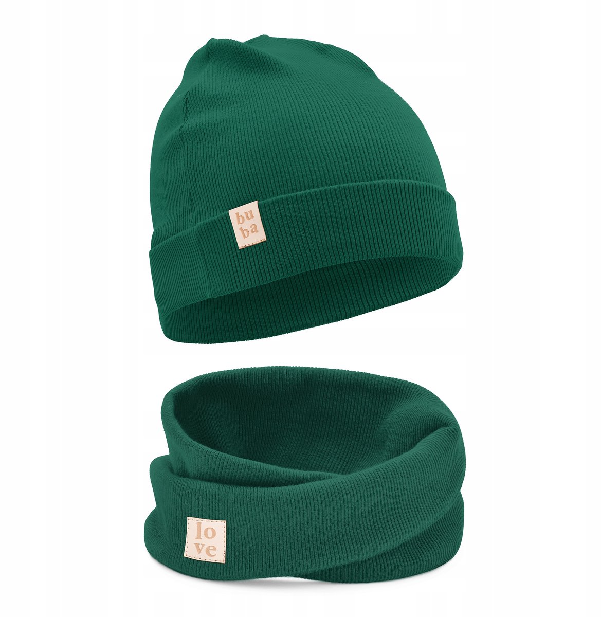 Baby muts en colsjaal set groen katoen 40-46