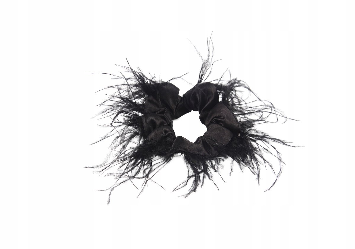 Donegal Scrunchie Haarband met Veer - Zwart (1 Stuk)