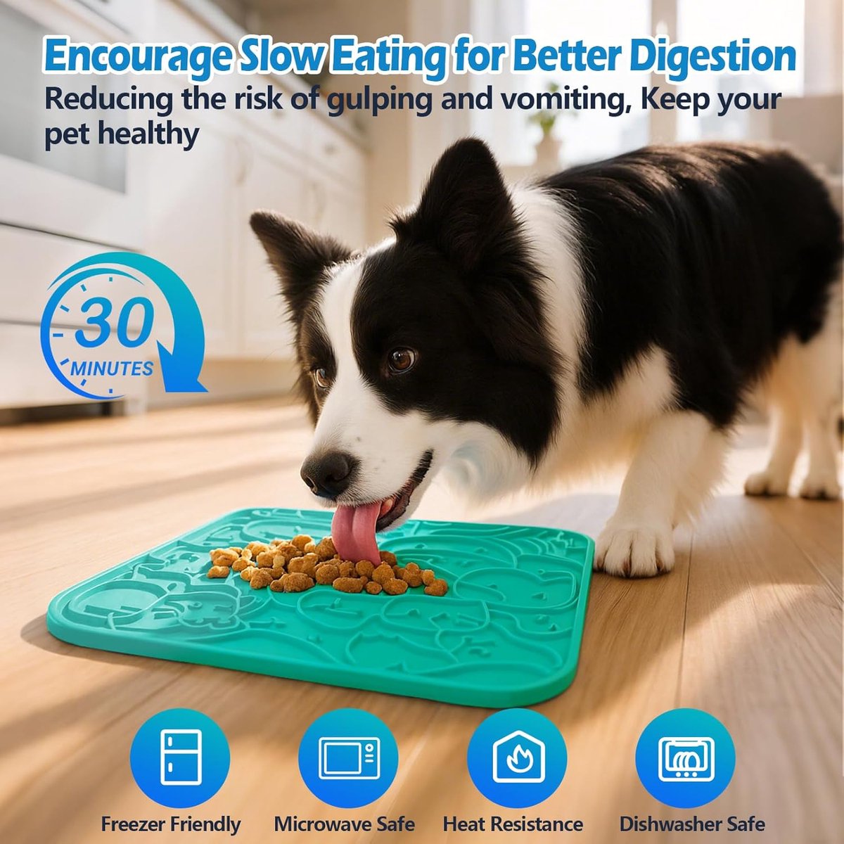 BOTC Likmat Hond met Silicone spatulas - 3-Delig Likmat Voermat Hond - voermat - Slowfeeder Hond - Blauw en Groen thumbnail 2