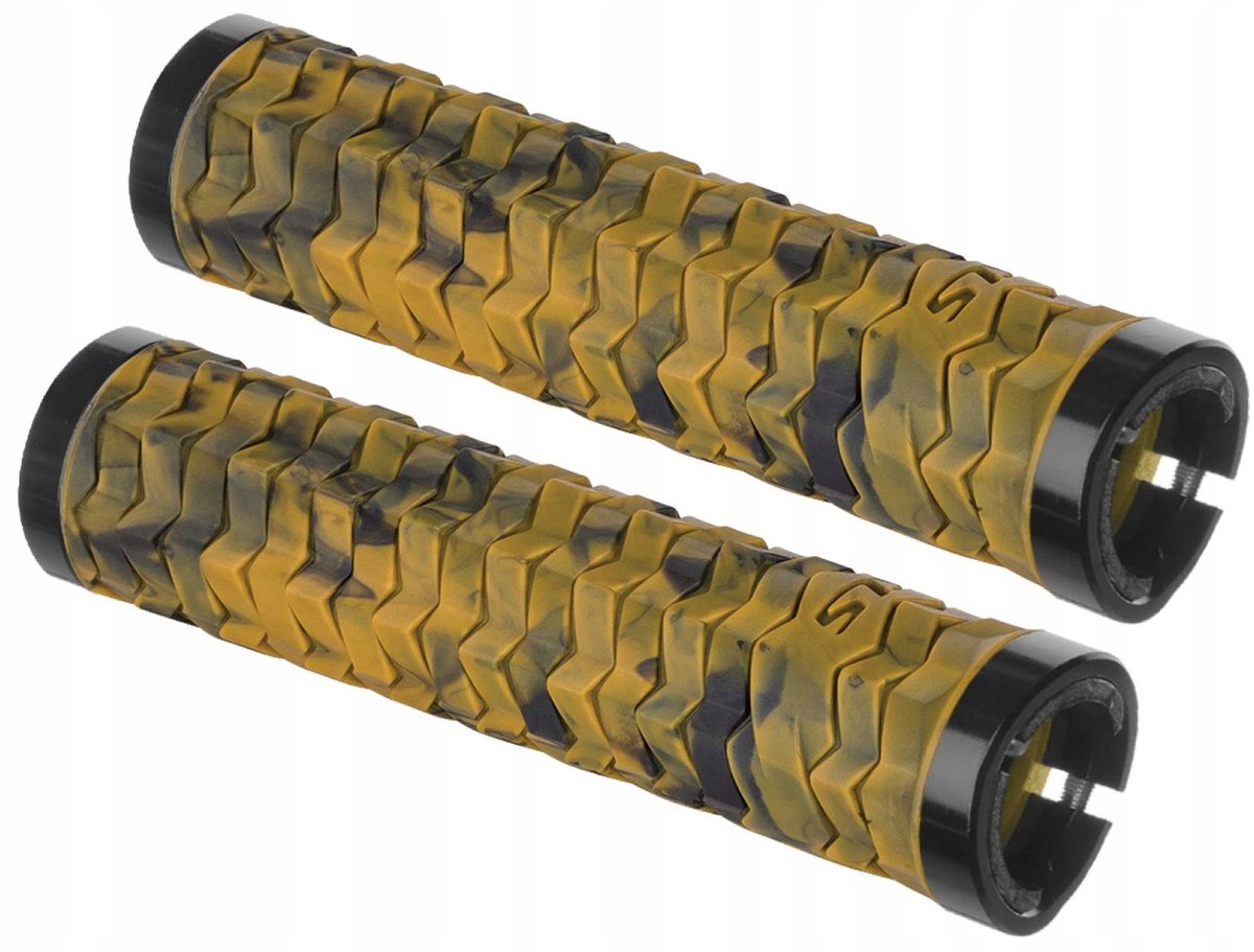 Merkloze Fietsstuurhandvatten 135mm - Geel/Zwart