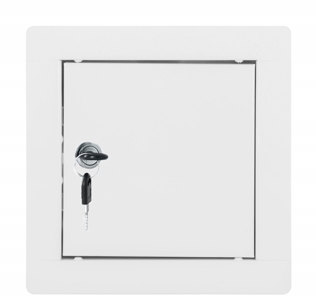 Wit Luik 15x15cm met Sleutel - Metaal, Poedercoating, Binnen/Buiten