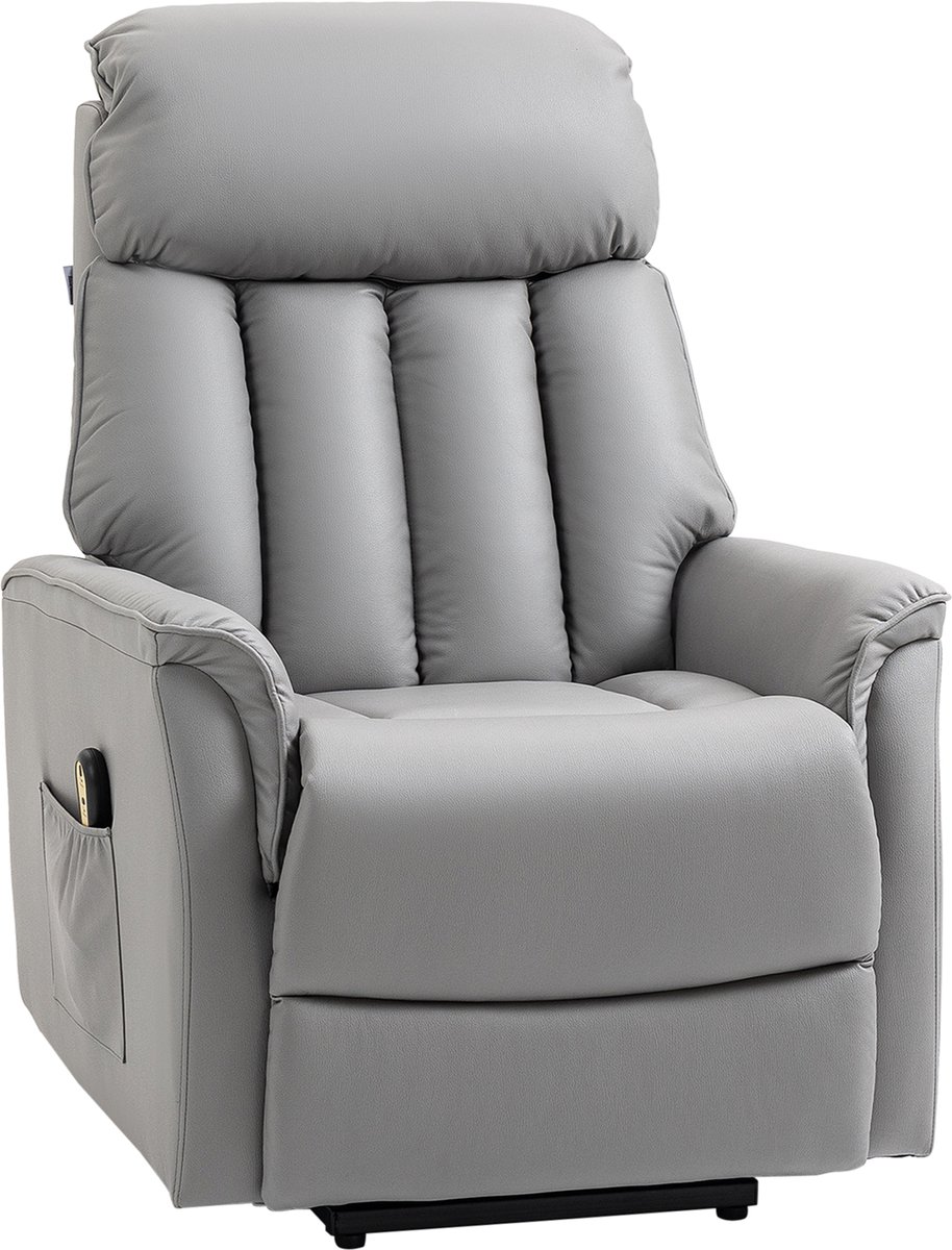 Sta op stoel elektrisch - Relaxfauteuil - Zetel - Stof - 1 persoons - Met armleuning - Zeer comfortabel - Elektrisch - Grijs
