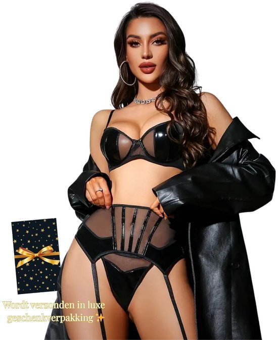 Sexy Tweedelige Lingerie Set met Semi-transparantie Tule