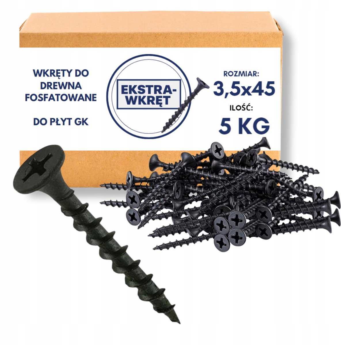 Zwarte Fosfaat Schroeven 3,5x45mm voor Gipsplaat & Hout - 5kg
