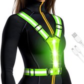 Gilet de course rechargeable Liveno® - Éclairage avant et arrière - Réfléchissant - Éclairage de marche - LED - Taille unique - Jaune