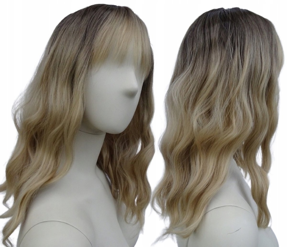 Blonde Ombre sombere schouderlengte pruik met pony