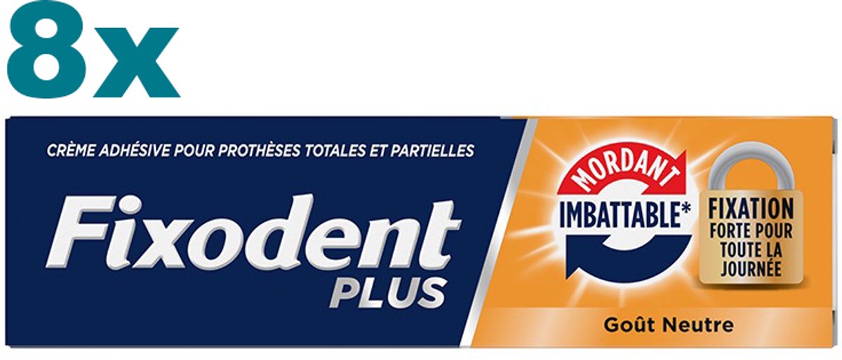Fixodent Plus Dual Power Premium Kleefpasta - 8 x 40 gram - Verbeterde formule 2022
