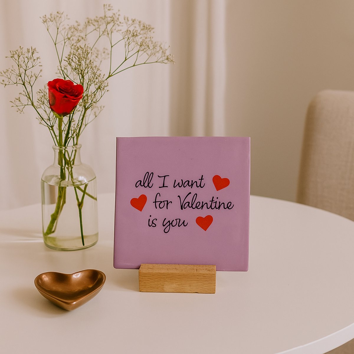 All I want for Valentine is you - Keramische decoratie tegel - Valentijn