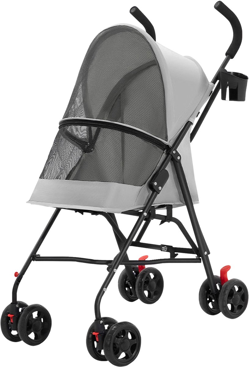 PIPIPOXER-Opvouwbare Hondenbuggy, honden- en kattenbuggy, afneembare , Grijs