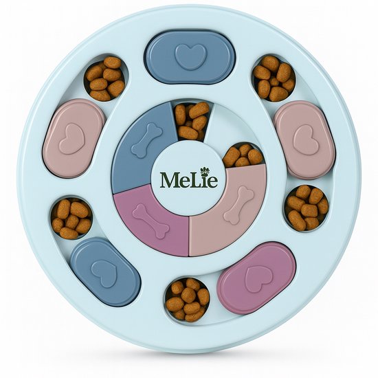 biubiubiu Hond Puzzel Slow Feeder Speelgoed, Hersentraining Games Feeder Dispenser, Verbetering IQ Puzzel Kommen Interactief Duurzaam Oefening Game Puppy Puzzle Speelgoed Treat Dispenser (blauw