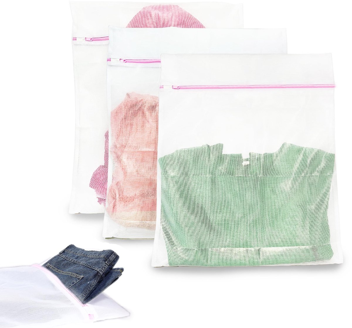 Unyqoos® Set van drie waszakken met ritssluiting voor delicate kledingstukken
