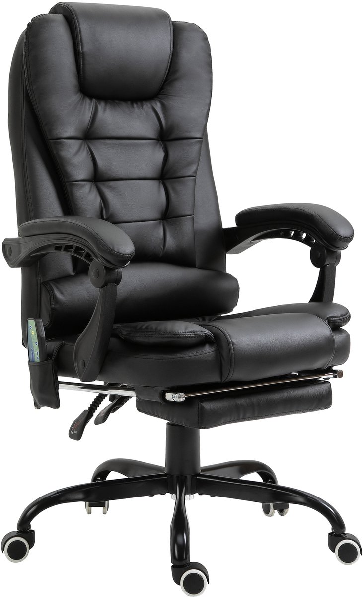 Vinsetto-Massagestuhl-Kunstleder, Schaumstoff-67B x 79T x 111-121H cm-Schwarz