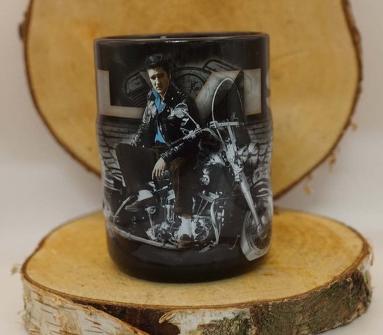 Mok zwarte Elvis Presley op motorcycle - Beker Elvis Presley - Elvis Presley Officially licensed product - Elvis Presley cadeau artikelen - drinkbeker Elvis Presley - koffie mok Elvis Presley - cadeau voor Elvis Presley fan - leuke Elvis giftware