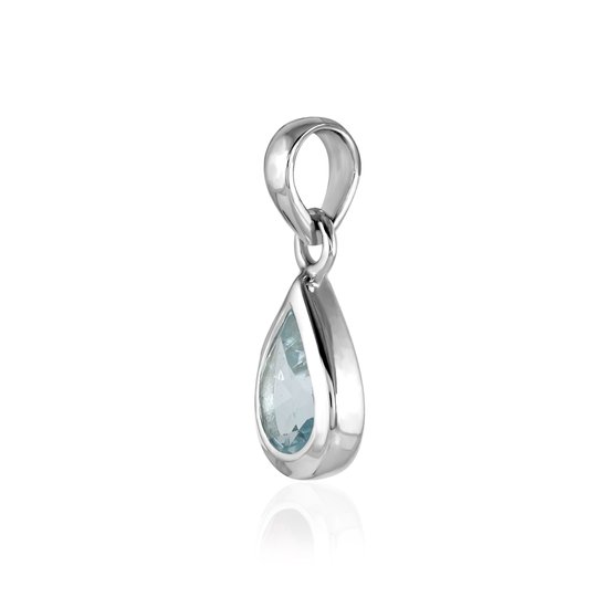 Pendentif En Argent Sterling 925 Avec Topaze Bleue Suisse - Fait Main - Pierre Rond - Cadeau Bijou