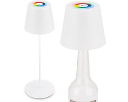 BRILONER Calida - Oplaadbare Tafellamp - dimbaar - voor binnen en buiten - 3 in 1 - RGBW - IP44 - snoerloze - in hoogte verstelbaar - 36 x Ø 10,5 cm - wit