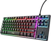 Trust GXT 833 Thado TKL, USB, Clavier à membrane, QWERTY, Noir, Argent