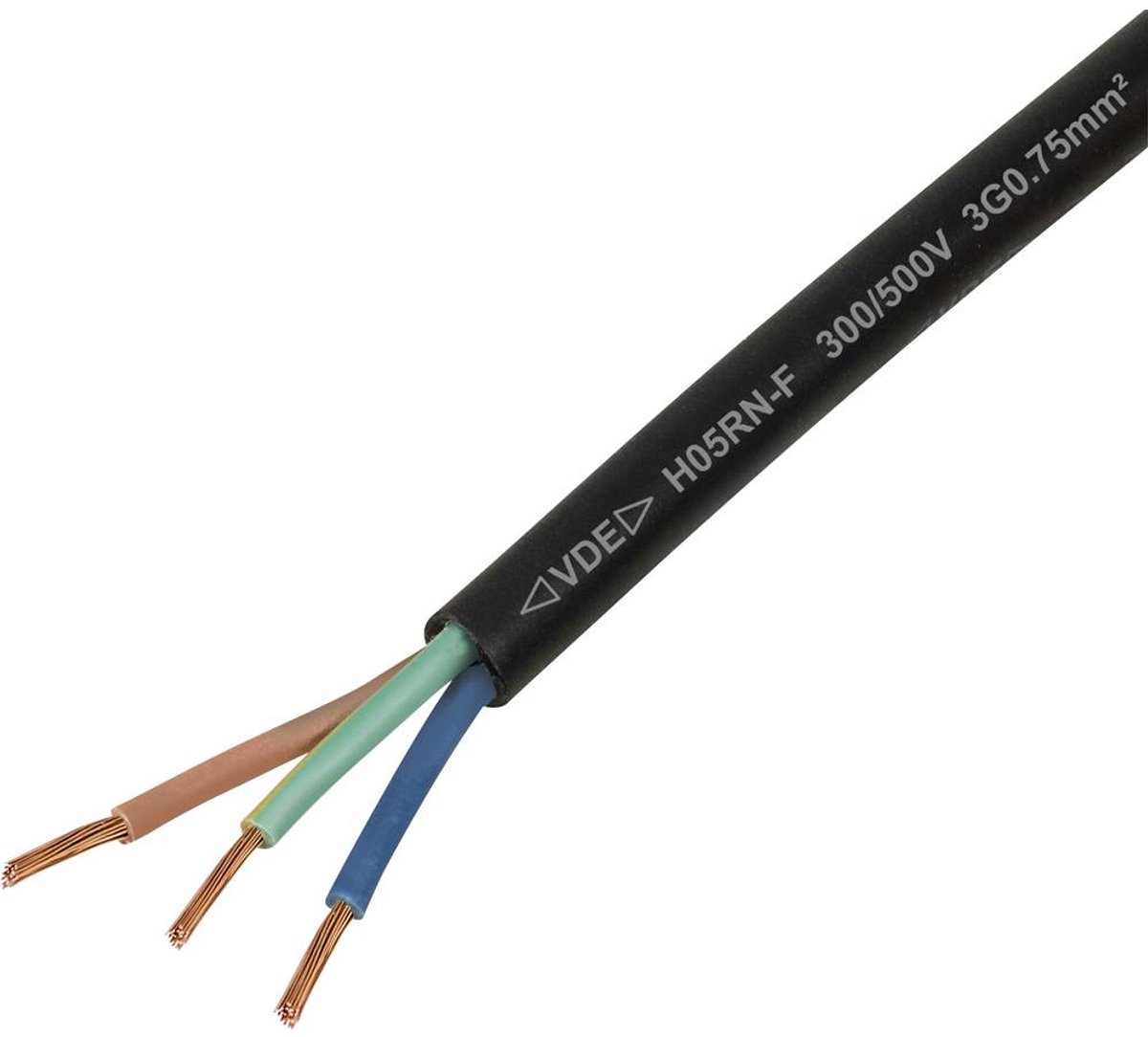TRU COMPONENTS TC-13389184 Rubberkabel H05RN-F 3 G 0.75 mm² Zwart 100 m