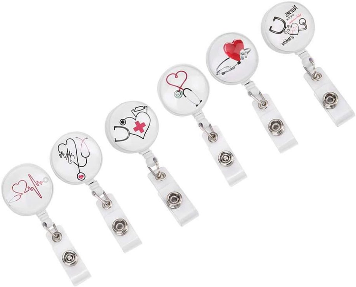Intrekbare Badgehouder met Clip voor ID Kaarten - 6 stuks - Draagbare Badgehouder voor Naamkaarten - Handige Accessoire