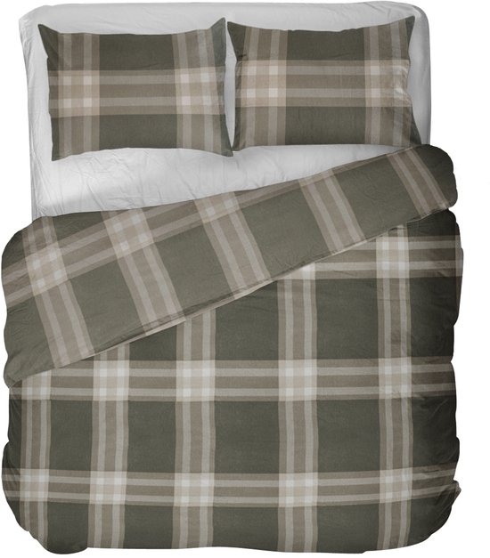 Kayori Magome Dekbedovertrek Flanel - 200x200-220 + 2 slopen - Tweepersoons - Heerlijk warm - Olijfgroen van Kayori — afbeelding 4