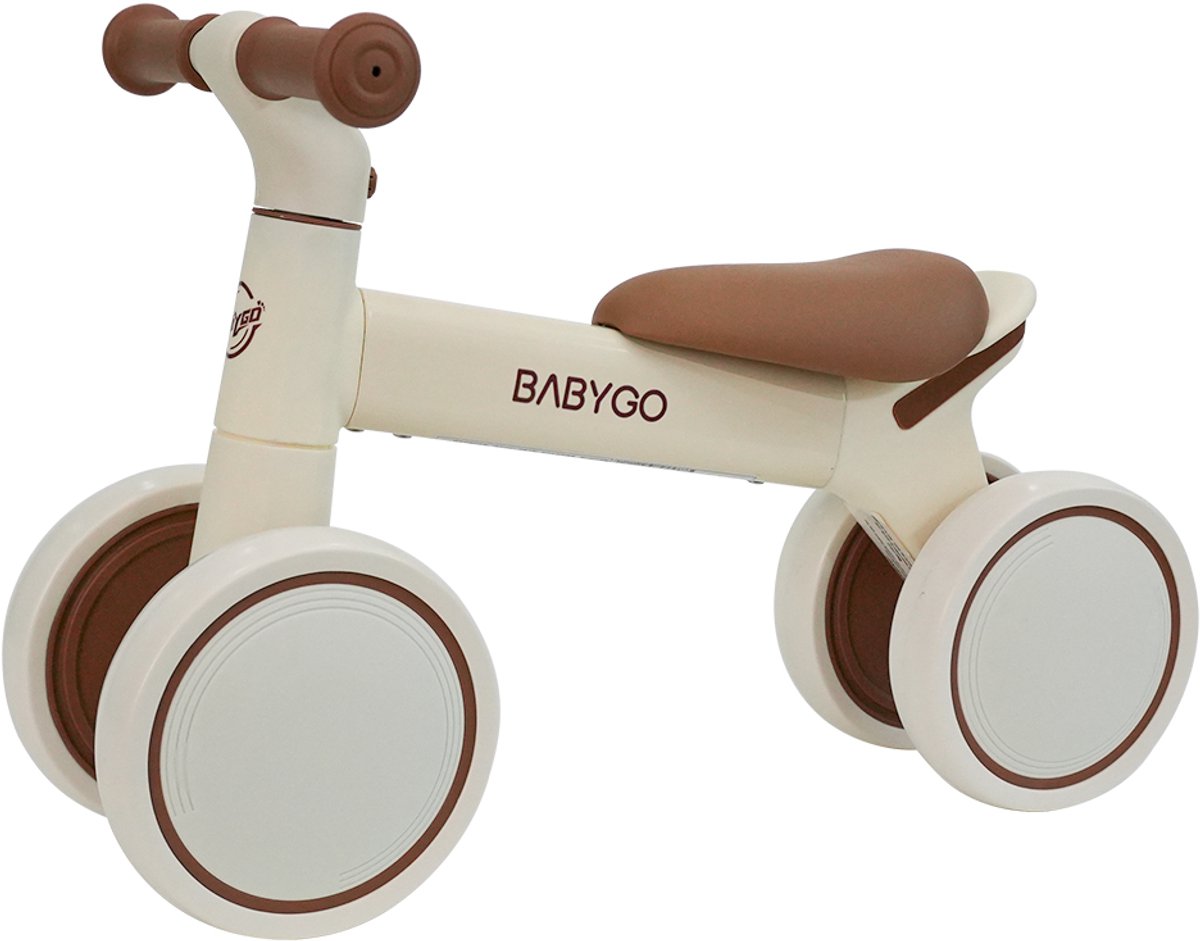 BabyGo® 4-Wiel Loopfiets - Stabiele Balansfiets voor Peuters 1 tot 3 Jaar - Eerste Fietsje zonder Pedalen - Veilig Buitenspeelgoed & Ideaal Cadeau