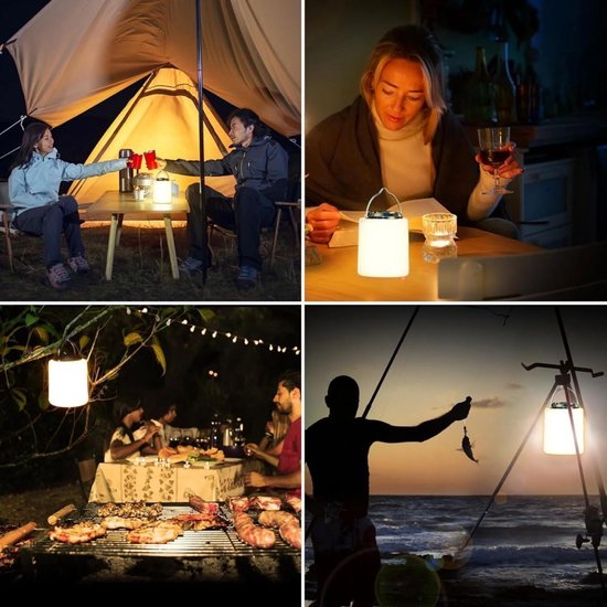 Set van twee oplaadbare campinglampen, 3000K warm wit licht, instelbare helderheid, 3 lichtstanden, meer dan 10 uur batterijduur, waterdicht. — afbeelding 3