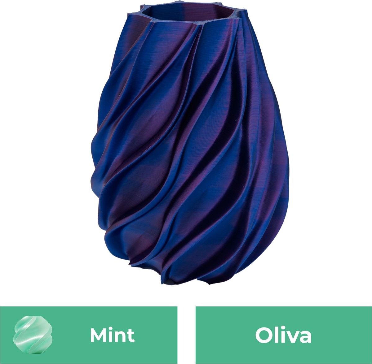 Lovora Oliva organische vaas – Decoratieve vaas - Mint - 3d geprinte vaas – geschikt voor droogbloemen - 34CM