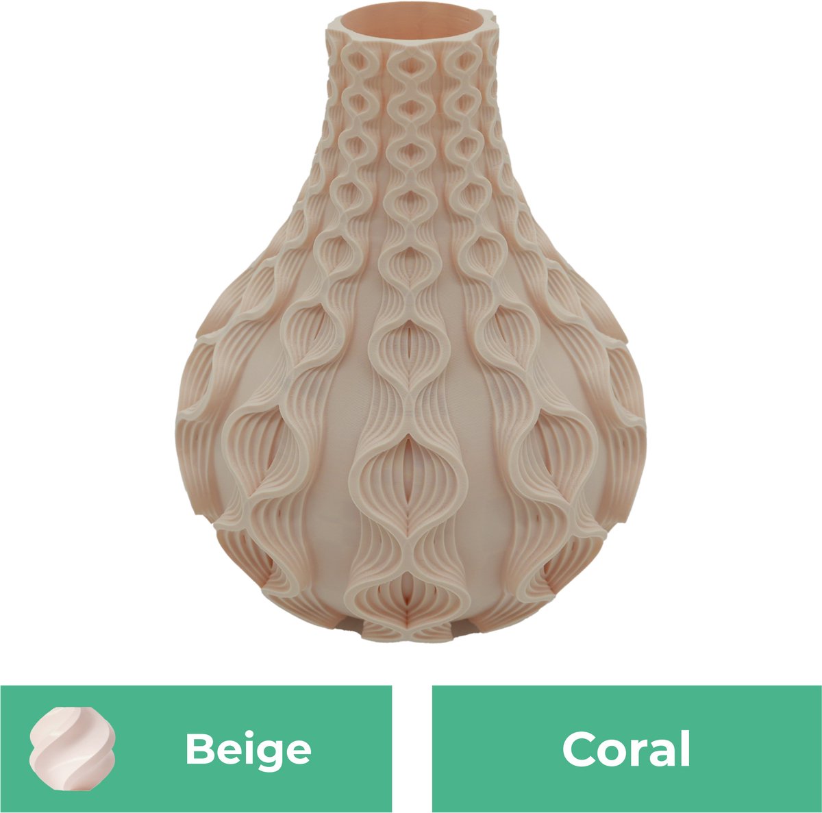 Lovora Coral organische vaas – Decoratieve vaas - Beige - 3d geprinte vaas – geschikt voor droogbloemen - 30CM