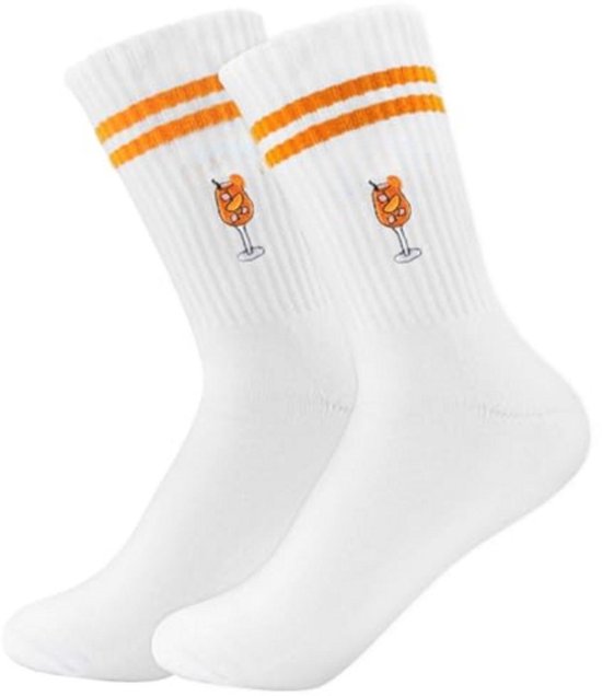 Chaussettes brodées uniques sur le thème de l'Aperol Spritz - Cadeau Perfect pour les amoureux
