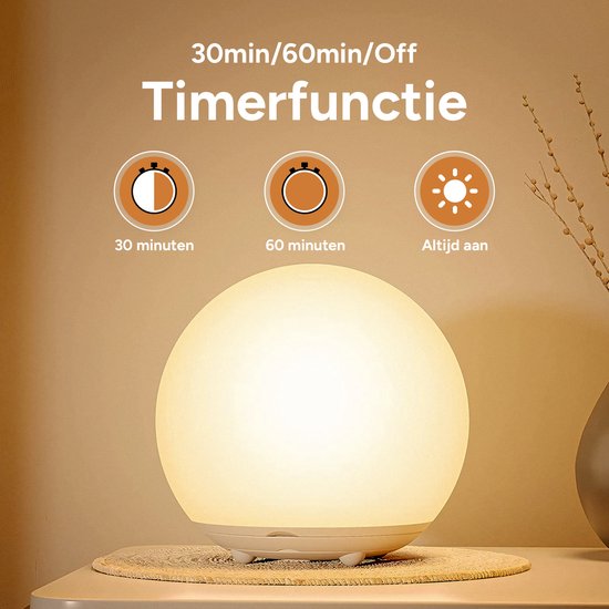 Oplaadbaar nachtlampje kinderen - Afstandsbediening - 8+ kleuren - Tijdfunctie - Wake-up Light - Sfeerlamp - Leeslamp - Tafellamp slaapkamer - Nachtlampje volwassenen - Touch bediening - Dimbaar - Draadloos - Nachtlampje baby - Draadloos bedlampje van Merkloos — afbeelding 4