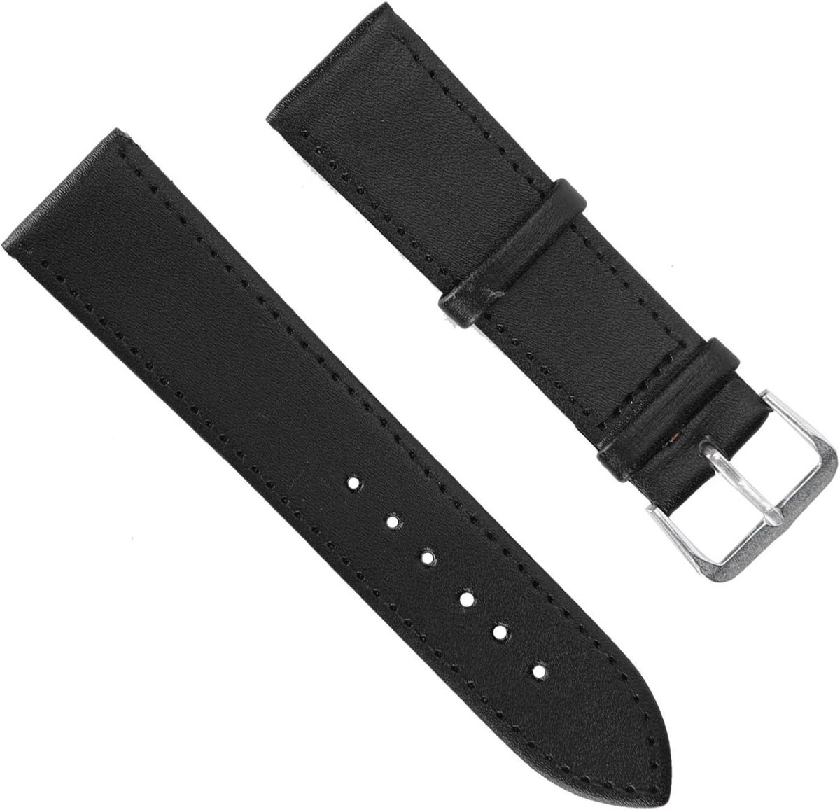 Universeel PU-leer Horlogebandje met Gesp - Vervangend Accessoire voor Heren en Dames - 22mm Breedte - Zwarte Horlogeband