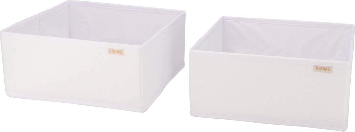 KROMS Lade organizer bakjes 28x28x13cm 2-delig - Wit - Kleding opbergbox– Kleding organizer opbergsysteem – Lade organizer kledingkast & IKEA PAX – Kleding organizer opvouwbaar
